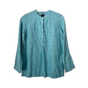 J. CREW x Baird McNutt Irish Linen Blue Button Up Shirt Top Women's Size 2